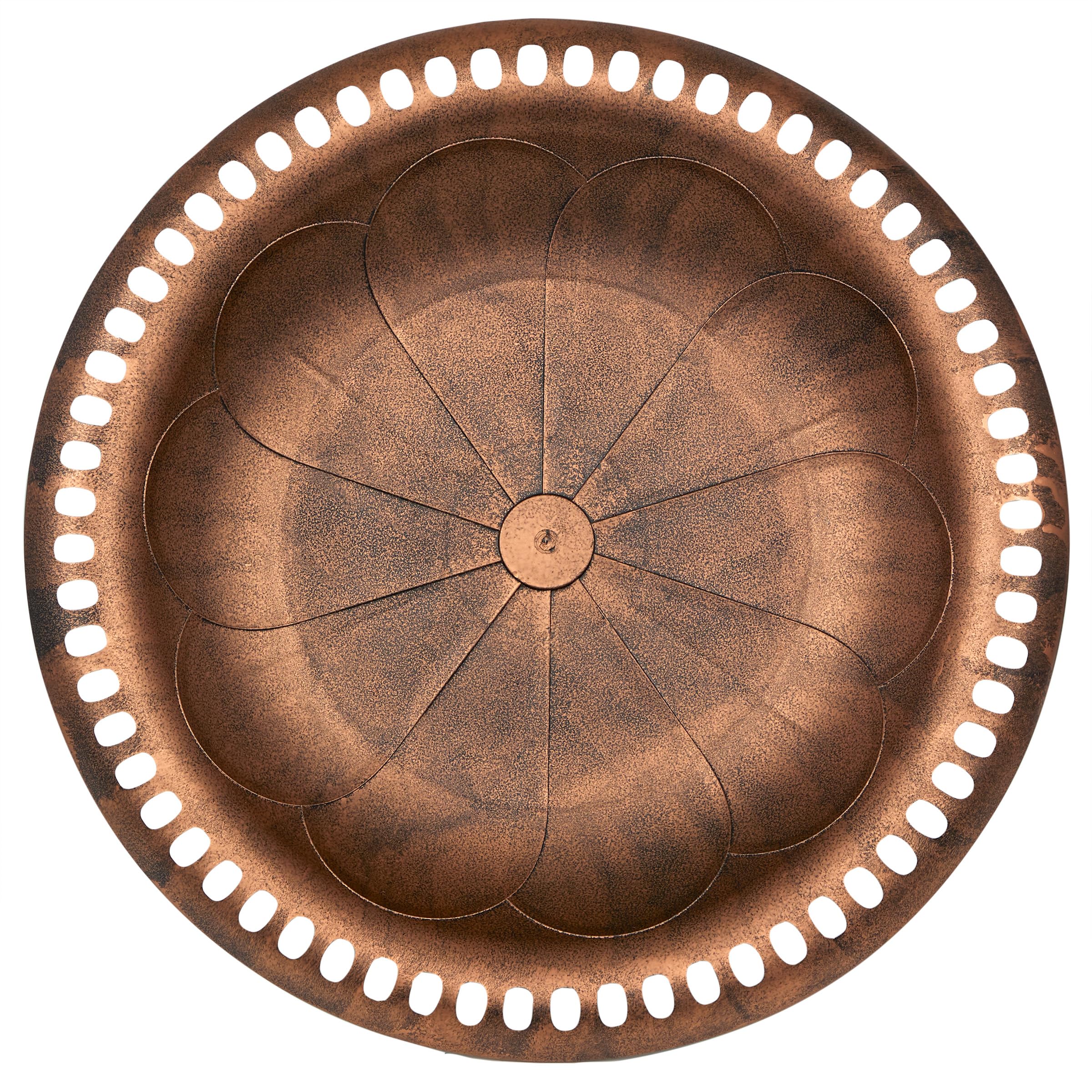 Alpine Corporation | 28" Bronze Outdoor Pedestal Birdbath with Scrollwork Base and Ground Stakes — Elegant Garden Décor, Durable Weather-Resistant Design for Lawn, Patio, or Yard