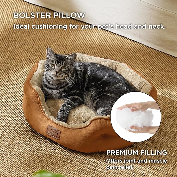Bedsure Small Dog Bed Washable,Round Cat Beds for Indoor Cats,20in