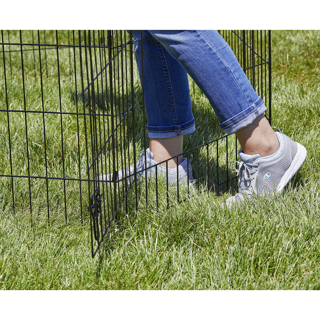 MidWest Homes for Pets 30-Inch Exercise Pen, for Indoor and Outdoor Use, 16 Sq Feet of Play, Single Door Folding Dog Pen, with Large Door Opening & Secure Latch, Easy to Set Up, Foldable Dog Playpen