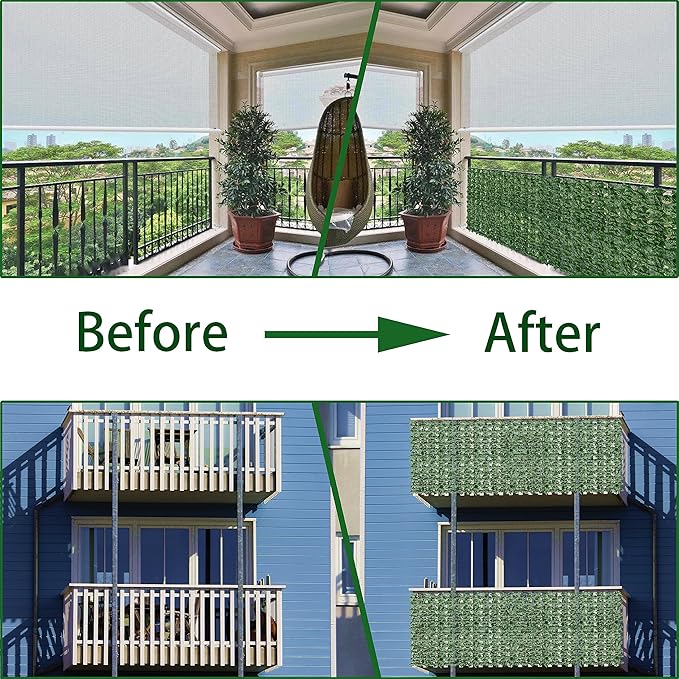 Artificial Ivy Privacy Fence Wall Screen: 40X100 in UV-Anti Faux Greenery Backdrop Ivy Vine Leaf Hedges Fence Panels for Patio, Balcony, Garden, Backyard Indoor Outdoor Green Decor
