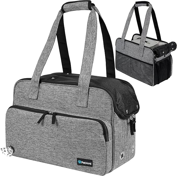 PetAmi Small Dog Purse Carrier, Soft-Sided Pet Carrier Bag with Pockets, Portable Puppy Cat Travel Handbag Tote, Airline Approved Breathable Mesh, Poop Bag Dispenser