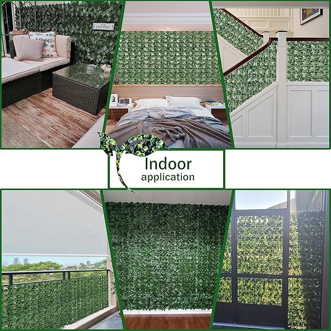 Artificial Ivy Privacy Fence Wall Screen, 48x120 in UV-Anti Faux Greenery Backdrop Ivy Vine Leaf Hedges Fence Panels for Patio, Balcony, Garden, Backyard Indoor Outdoor Green Wall Decor