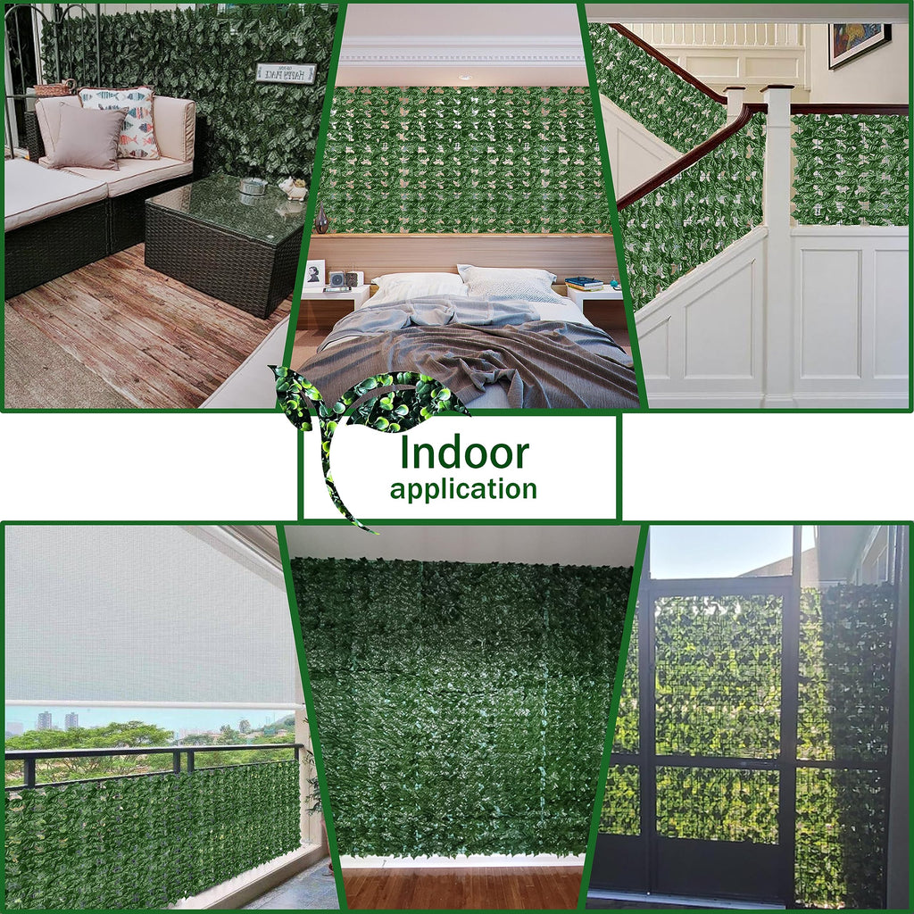 ODTORY Artificial Ivy Privacy Screen Fence Panel, Green 72 X 144 in