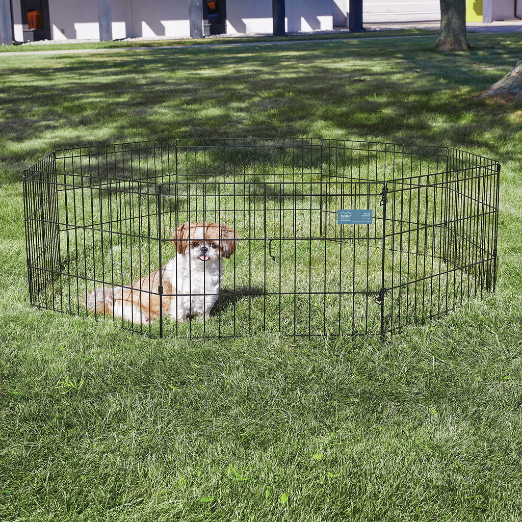 MidWest Homes for Pets 18-Inch Exercise Pen, for Indoor and Outdoor use, 16 Sq Feet of Play, Folding Dog Pen, No Door Design for Maximum Security, Easy to Set Up, Foldable Dog Playpen